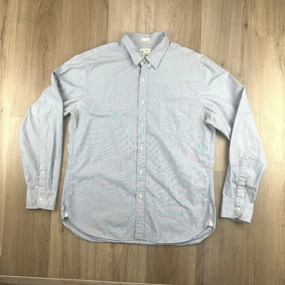 J. Crew Men's Large L Long Sleeve Light Blue Button Up Shirt